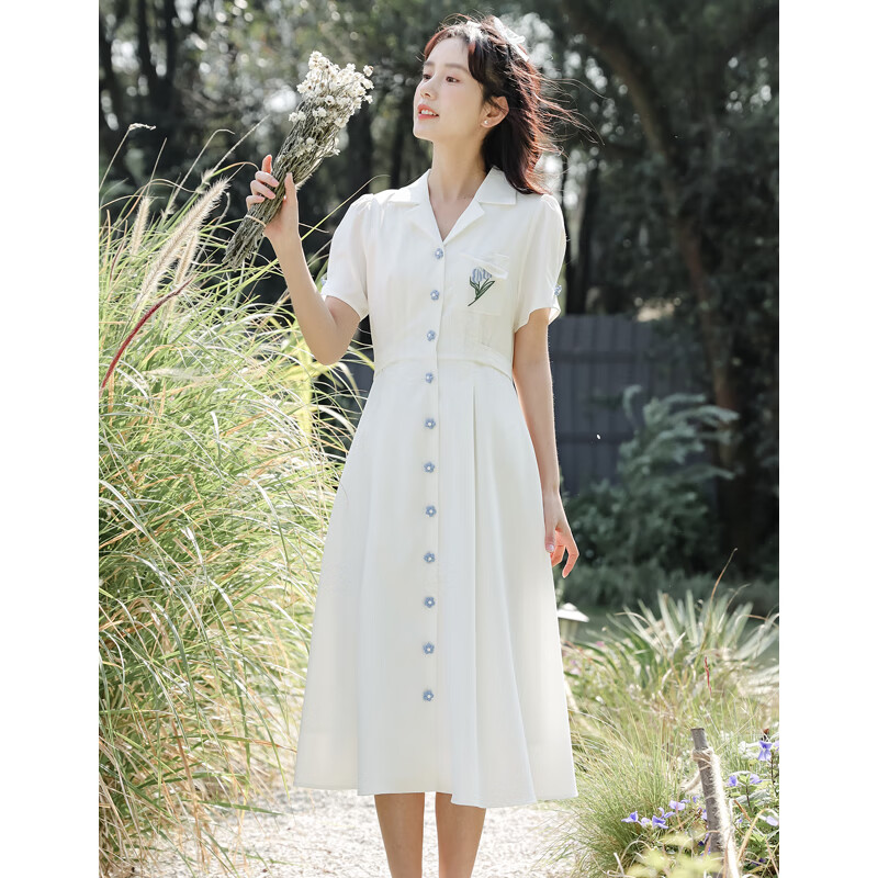歌珀尼中小学教师装女装教资面试夏季穿搭白色衬衫裙子正式场合连衣裙