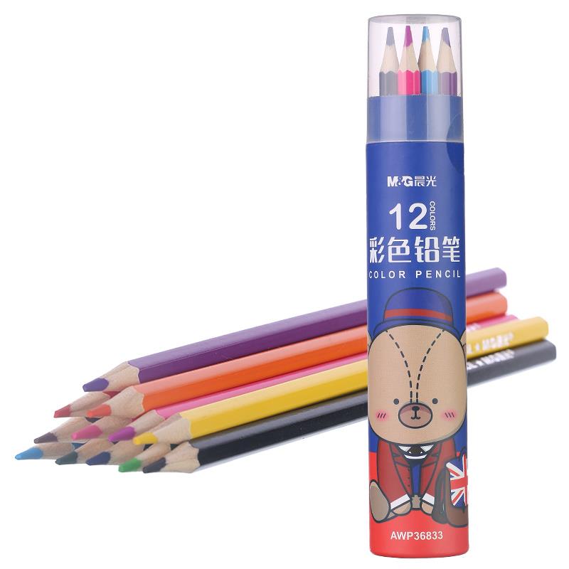 晨光(M&G)文具12色油性彩色铅笔 学生美术绘画填色六角杆 小熊哈里系列AWP36833