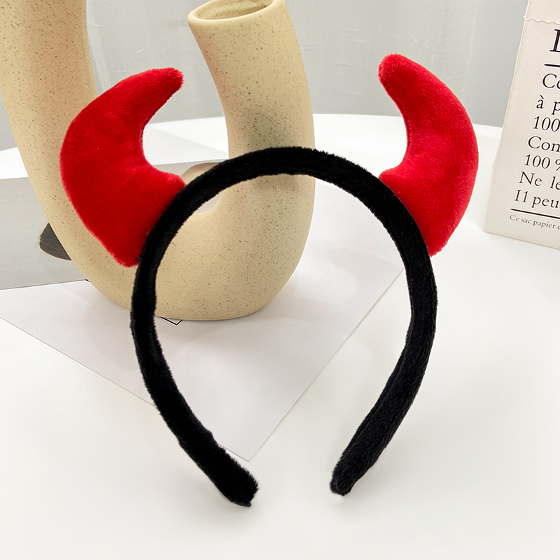 牛角头箍新年发饰儿童表演发卡男女舞蹈牛头道具头饰发夹牛年发箍 红