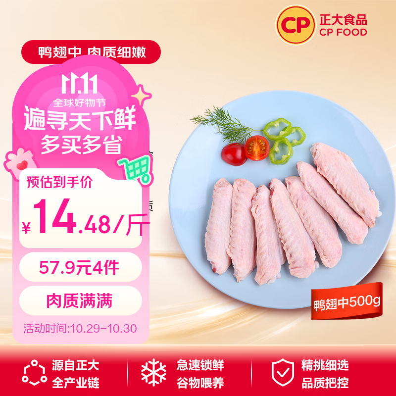正大鸭翅中1斤入会价，凑单后仅需5.93元