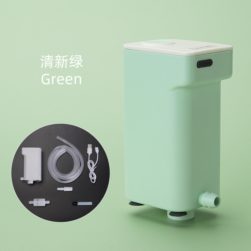 茶盘电动排水器排水管配件茶水桶搭配用充电式自动下水带过滤茶吸 绿