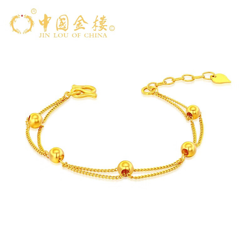 金楼 中国金楼黄金手链女足金999转运珠手链百搭金手串光珠佛珠手链女