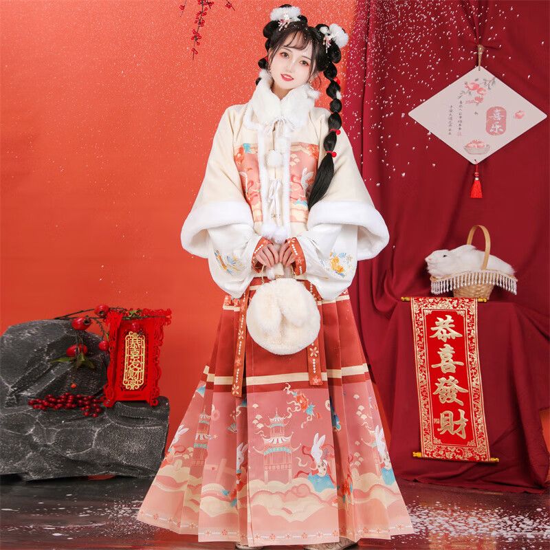 葛诺拜年服汉服女成人新年战袍明制女冬季加绒过年 黄色加绒外套 4.