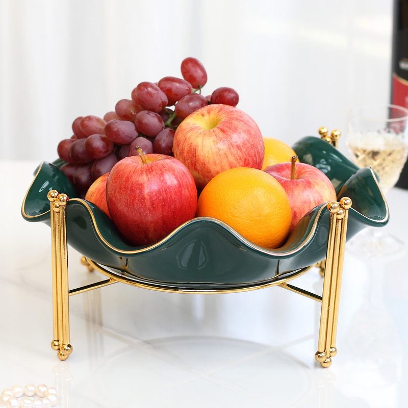 瓷梵客欧式美式复古奢华陶瓷水果盘大号创意客厅茶几装饰品工艺品摆件