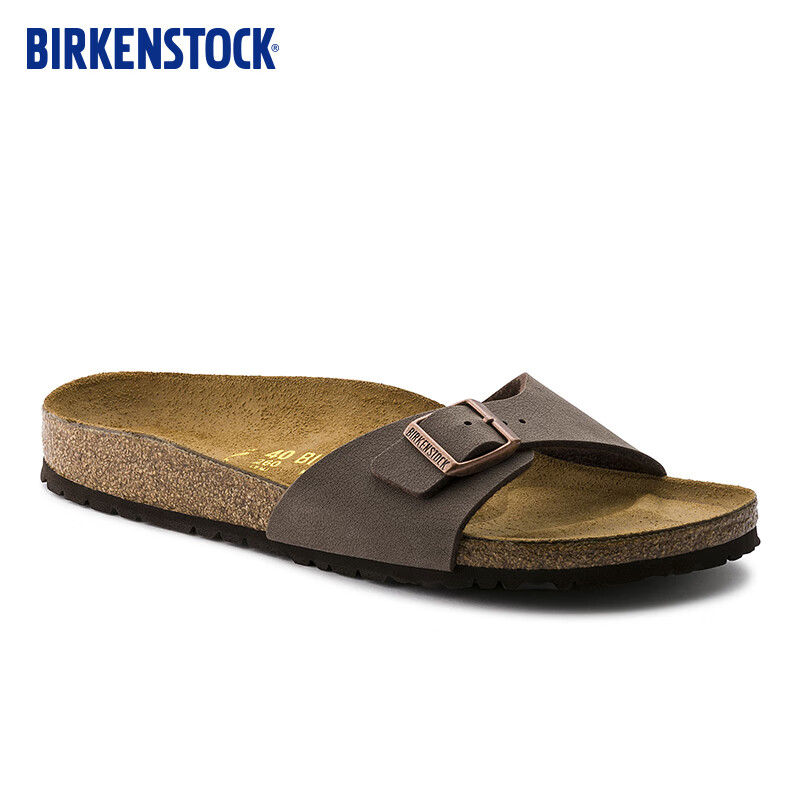 BIRKENSTOCK勃肯軟木拖鞋女外穿休閑潮流時(shí)尚涼拖涼鞋Madrid系列 棕色窄版40093 35