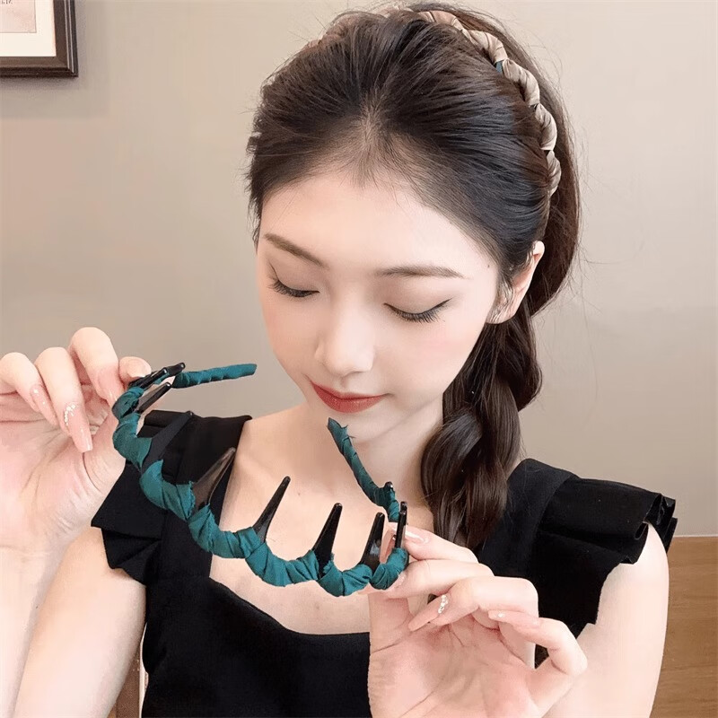 唐芙妮带齿波浪发箍刘海碎发整理神器发卡女2024新款增高颅顶不勒头头箍 卡其色波浪发箍