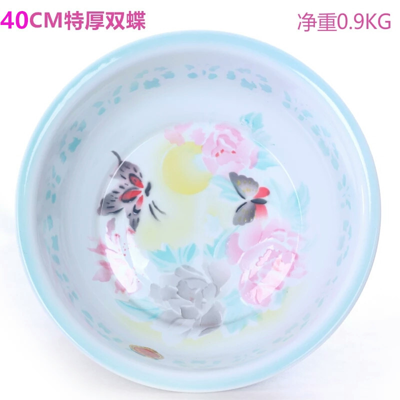 敏程特厚搪瓷面盆家用洗臉盆 烤瓷彩盆家用衛(wèi)生間洗腳盆 40特厚藍雙碟