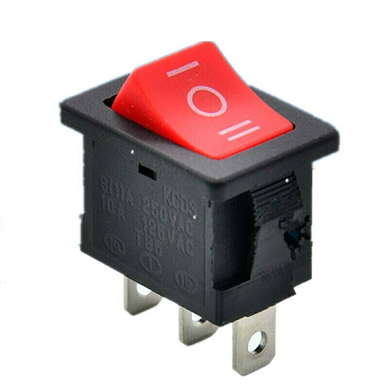 按键开关 翘板开关 船型开关自锁 红色3脚3档电源开关kcd10-103