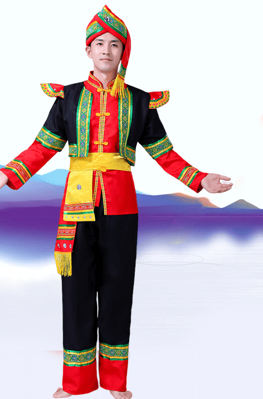 成人基诺族少数民族服装舞台舞蹈表演服合唱服表演服套装 套装 帽子