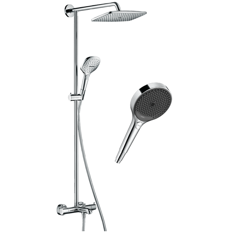 汉斯格雅（Hansgrohe） 双飞雨240顶喷 恒温龙头升级境雨镀铬手持浴室普通花洒套装26777