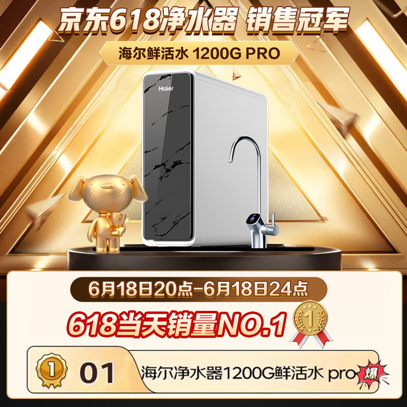 海尔（Haier）净水器鲜活水Pro家用净水机5年RO反渗透过滤器厨下式净饮机 行业顶配款-鲜活水Pro1200G 【行业明星款】鲜活水pro1200G