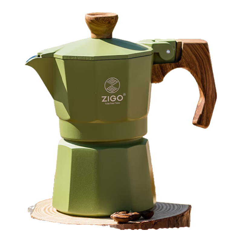 Zigo摩卡壶家用迷你手冲壶意式浓缩萃取咖啡壶【国补】 森林绿