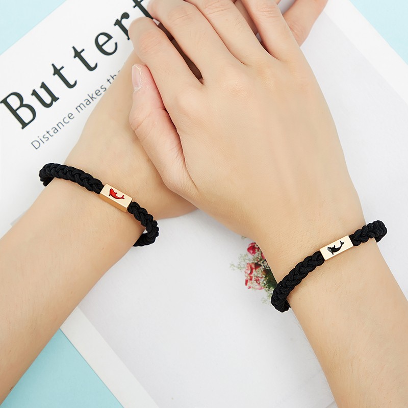 送男朋友小皮筋情侣一对送女朋友小皮套头绳女手链编织绳 06-情侣一对