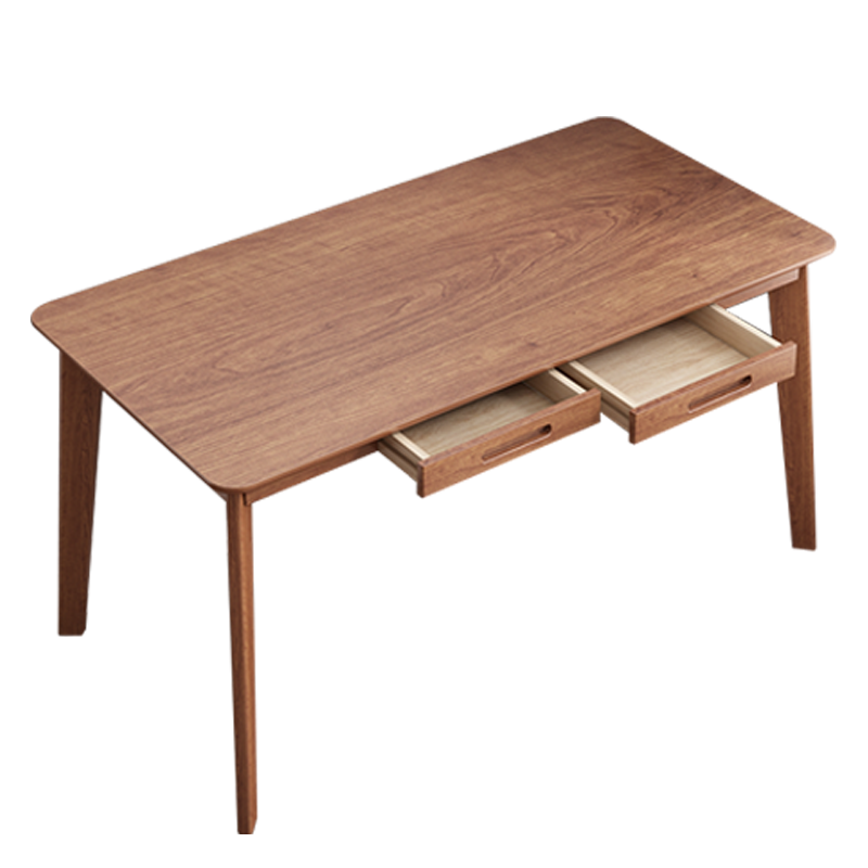 佳家林电脑桌实木腿台式带储物抽屉家用现代简约卧室学生学习写字书桌实木腿北欧办公室桌子 【店长推荐】胡桃木色120cm