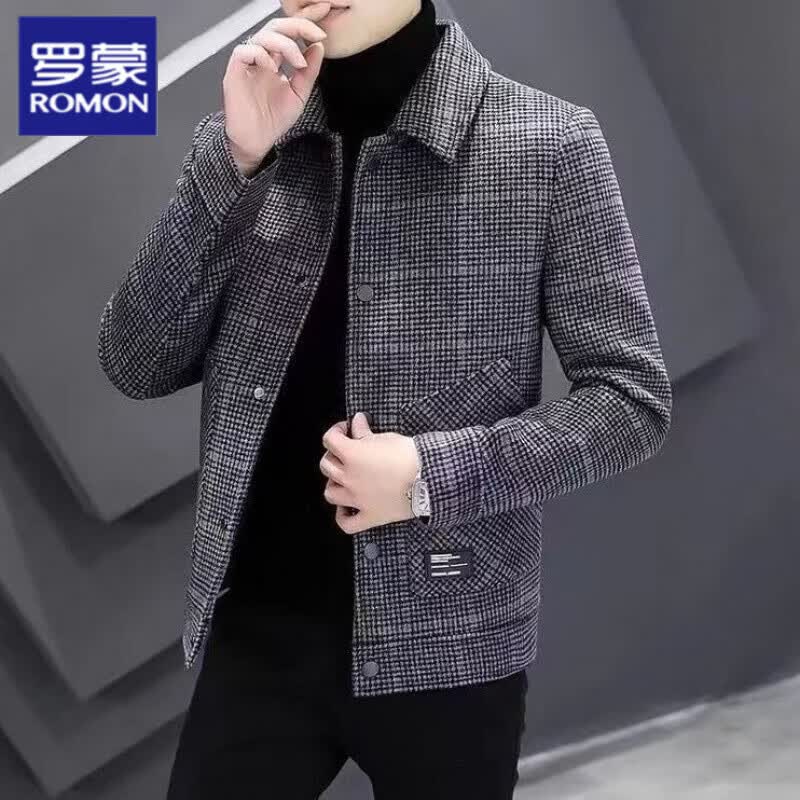 罗蒙品牌2022新款格子外套男时尚百搭帅气个性夹克上衣男士外套翻领潮 7006#深灰色 M 【90-110斤】高性价比高么？