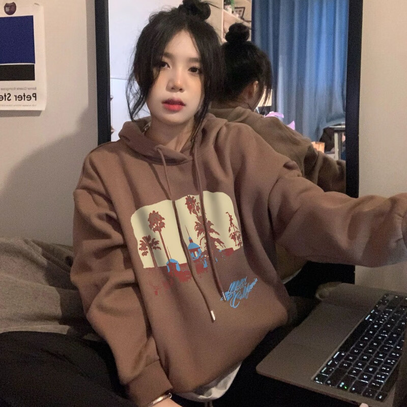 蔓草寇卫衣女春秋学生党卫衣女潮ins秋季2022韩版宽松百搭连帽长袖