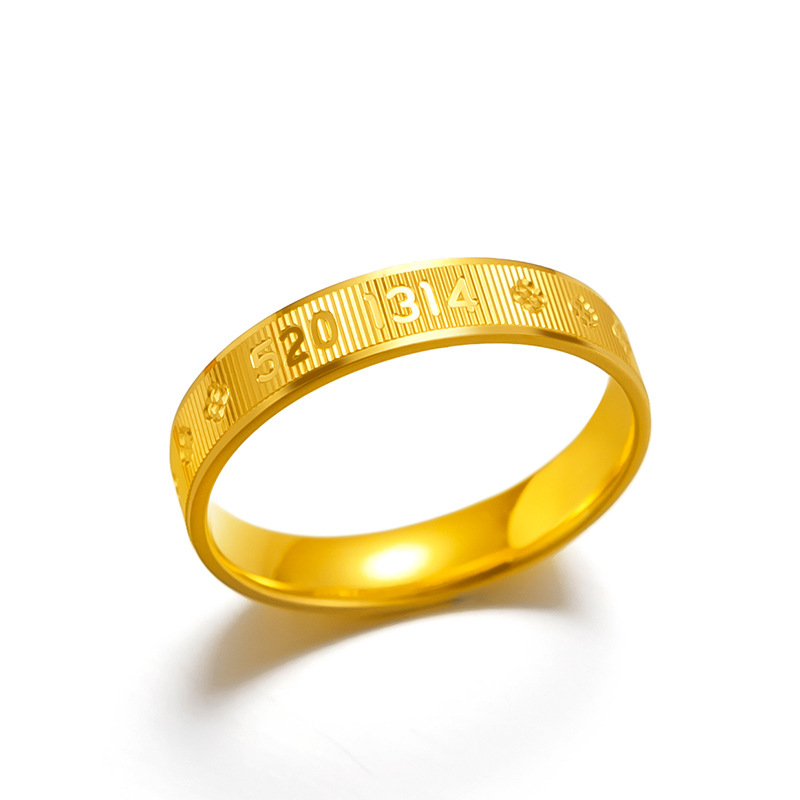 允茹官方沙金戒指越南男女指环闭口数字情侣金版镀金男女5201314 闭口