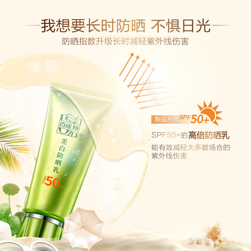 百雀羚防晒 草本美白防晒乳SPF50+套装60g 长效保湿 轻薄不油腻
