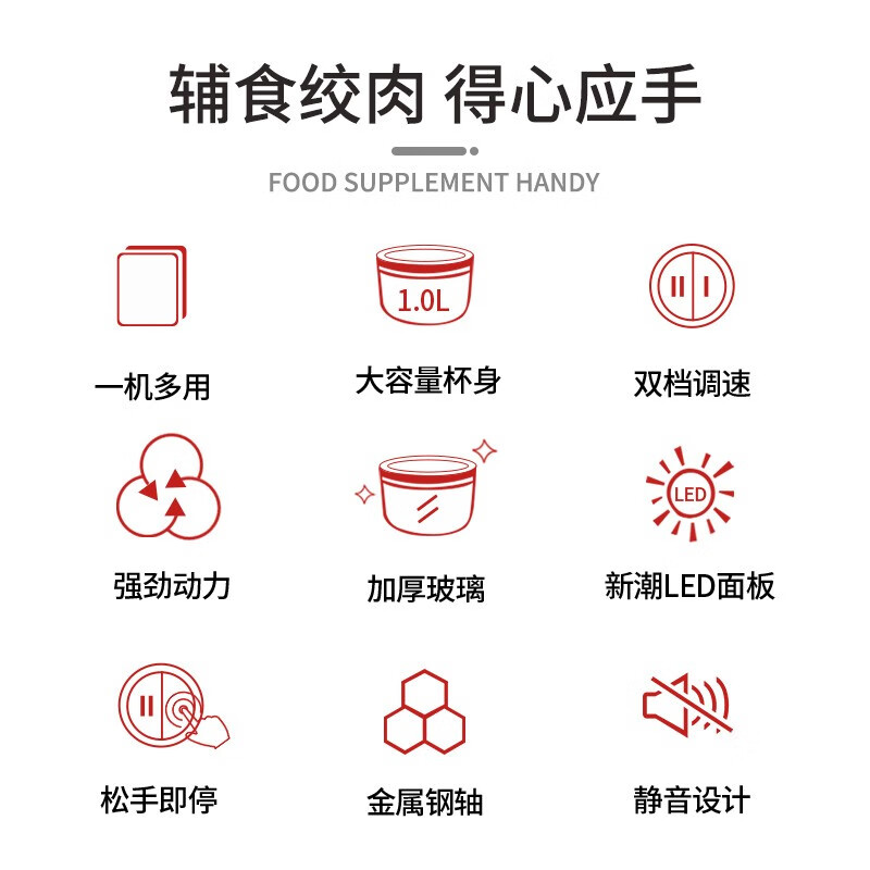 WMF福腾宝绞肉机不锈钢多功能料理机家用迷你研磨机绞馅机切菜碎肉机搅拌机旋风绞肉机双档切换1L容量