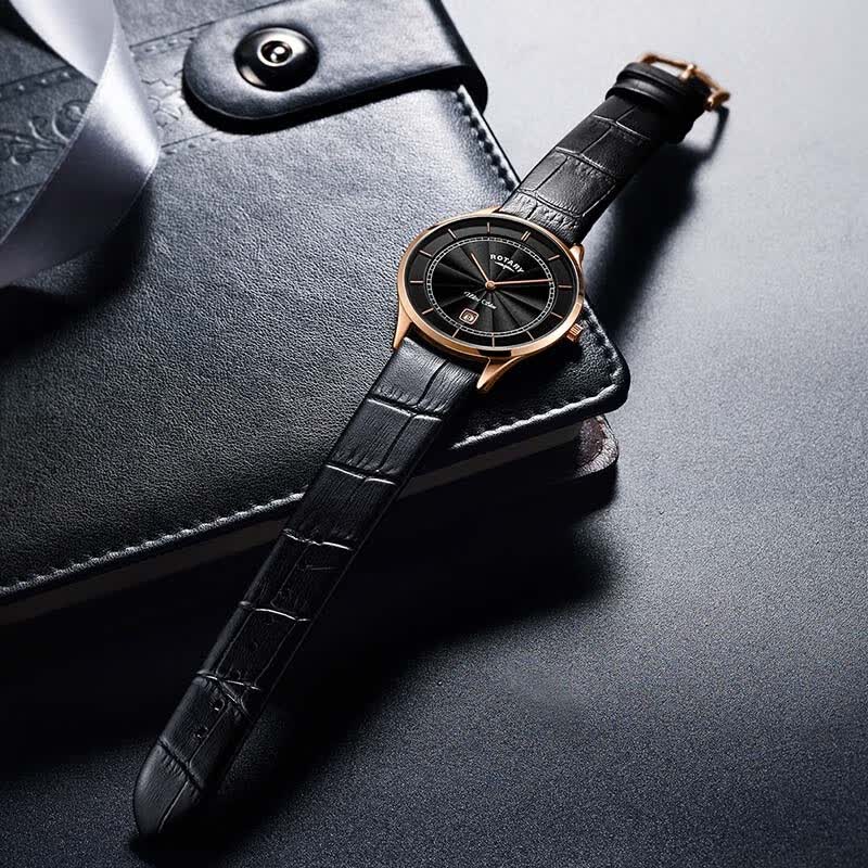 劳特莱（Rotary）英国 男士手表商务休闲皮带防水石英表日历男表送男生生日礼物 GS08304/04