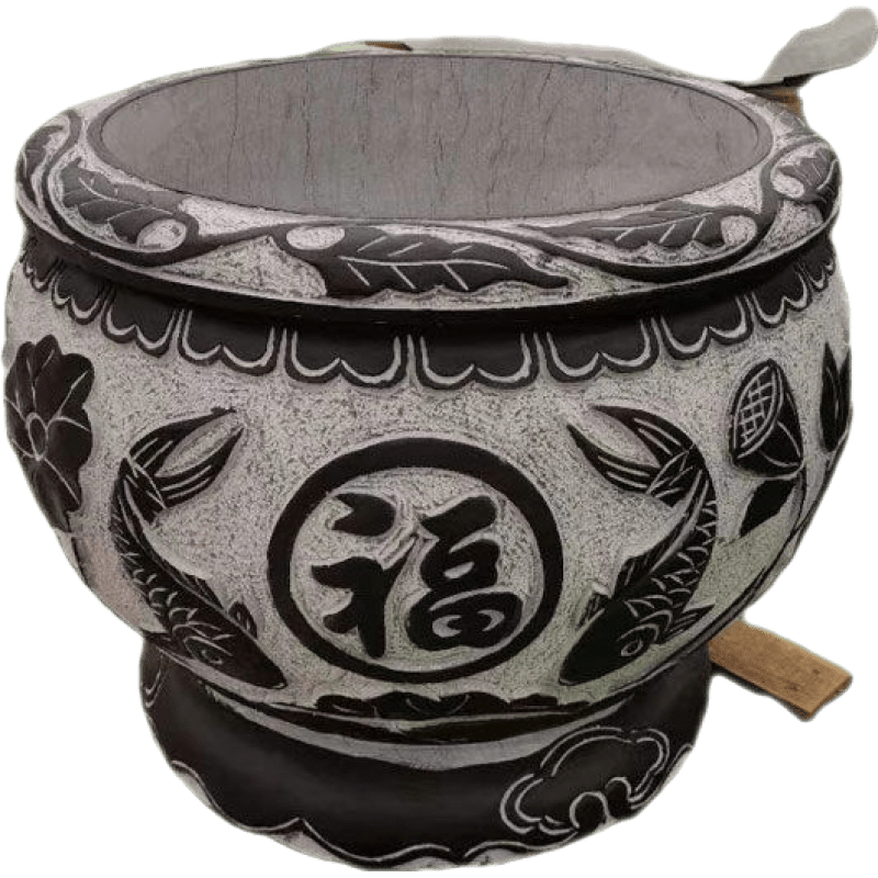 泰禧閣 石雕魚(yú)缸石頭花盆青石仿古荷花缸水槽門(mén)海戶(hù)外大缸庭院流水?dāng)[件 B直徑65厘米高50厘米