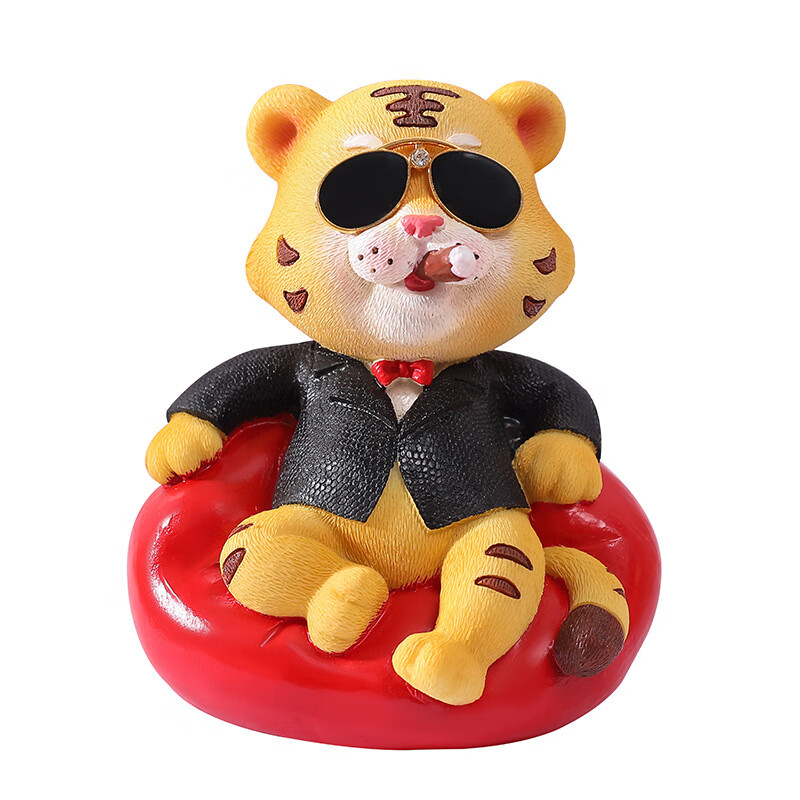 虎汽车摆件车内饰品装饰摆件车上装饰可爱小老虎摆件 社会虎【西装】