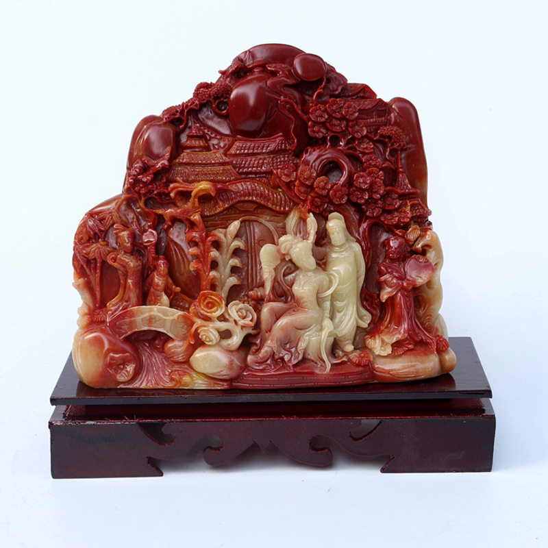 天然奇石原石摆件 自然寿山石芙蓉石雕 福建古玩现代工艺品 图片色