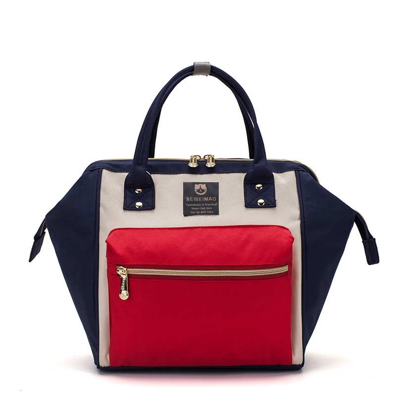 大容量外出婴儿奶瓶保温手提单肩斜跨妈妈包 红白蓝手提包(中号)