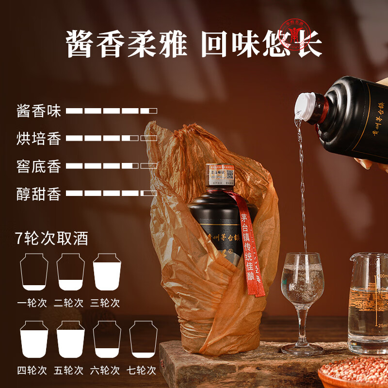 举酌贵州酱香型白酒53度高度白酒粮食酒高粱酒固态发酵 53度 500mL 6瓶 茅台镇举酌邀明月