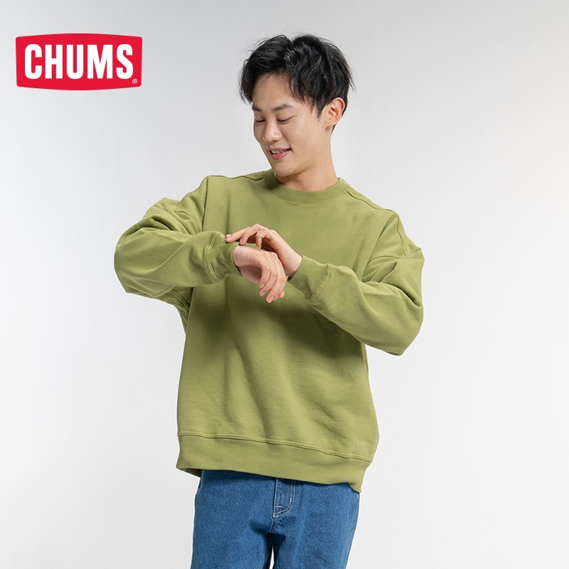 CHUMS洽洽鸟户外休闲时尚棉质舒适柔软男圆领纯色卫衣CH00-1301 藏蓝色N001 L