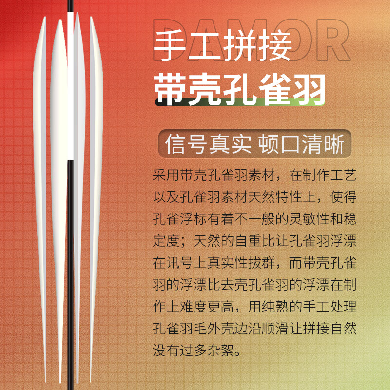 达摩浮漂607轻口鲫鱼漂罗非底钓高灵敏鱼漂野钓醒目长身孔雀羽毛标608 608底钓综合(细尾) 0号