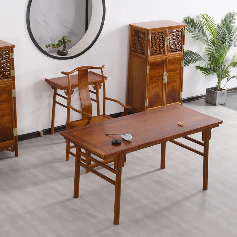 木果果木 红木家具 缅甸花梨(学名:大果紫檀)明式瓜棱腿大画案条案