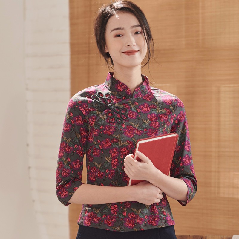 布符（Cloth Fu）【铭牌价468】布符新款民国风修身旗袍短款女中式复古改良茶服 黑底玫红 XXL怎么样,好用不?