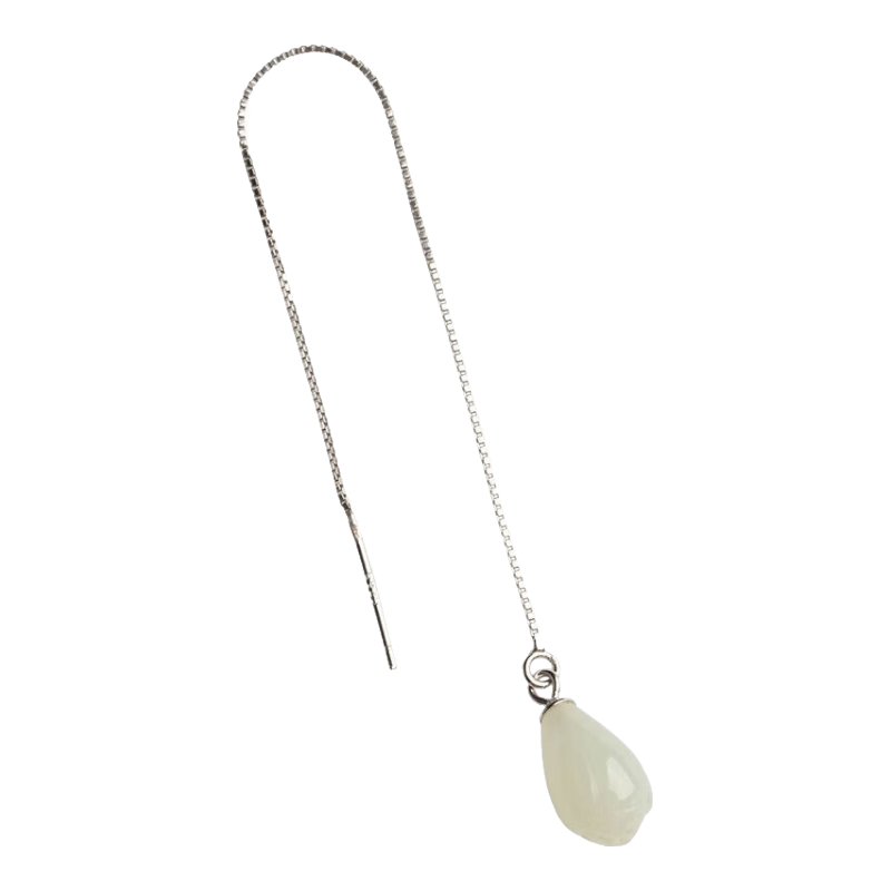 卓麥 925銀針木蘭花耳墜耳環(huán)長款流蘇耳鉤女時尚復(fù)古氣質(zhì)女仿玉耳飾品 木蘭耳線一對