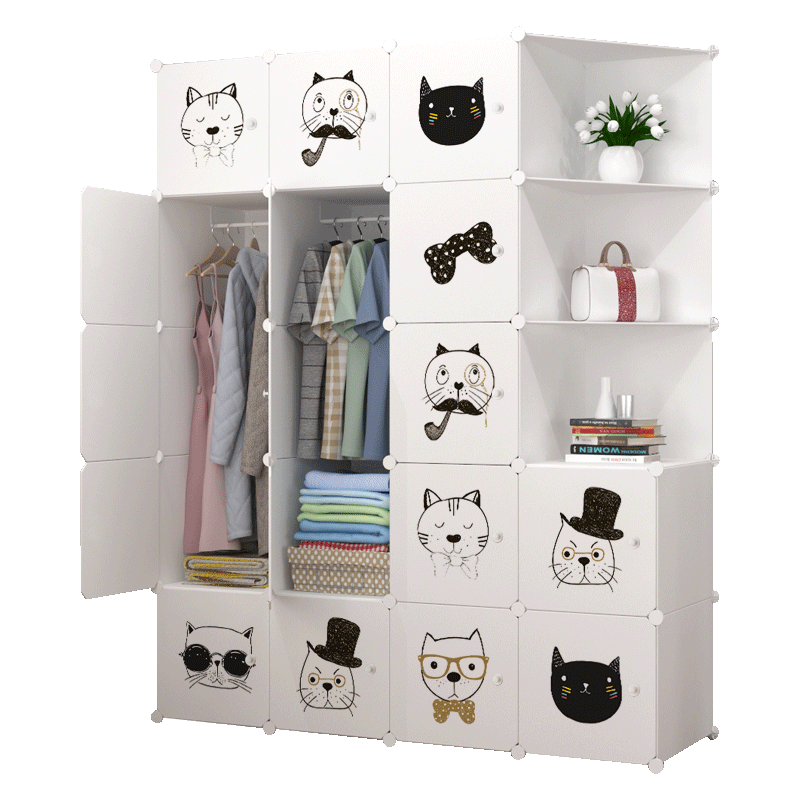 洁然 简易衣柜组合塑料组装衣橱 现代简约衣柜收纳 17门2挂半角