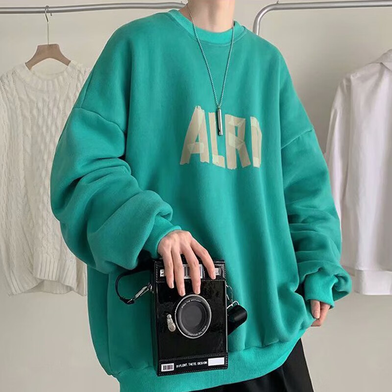 2021潮牌卫衣男潮ins宽松韩版潮流百搭男生上衣痞帅港风圆领套头 胡