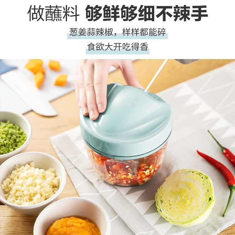 苏泊尔(SUPOR)拉蒜器捣蒜器多用蔬菜料理器手动搅肉碎机料理机切菜器蒜泥神器 【400ML容量】1-2人适用