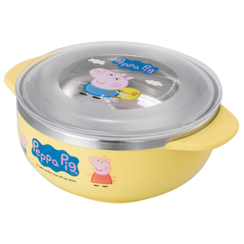 泰福高（TAFUCO）儿童餐具 韩国进口小猪佩奇不锈钢碗婴儿辅食碗汤饭碗 黄色240ml