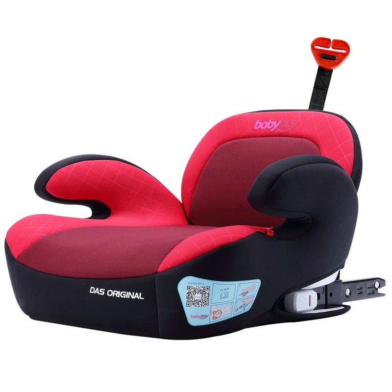 Babybay儿童安全座椅增高垫大童简易便携宝宝安全坐垫汽车用isofix硬接口 适用3-12周岁 热情红
