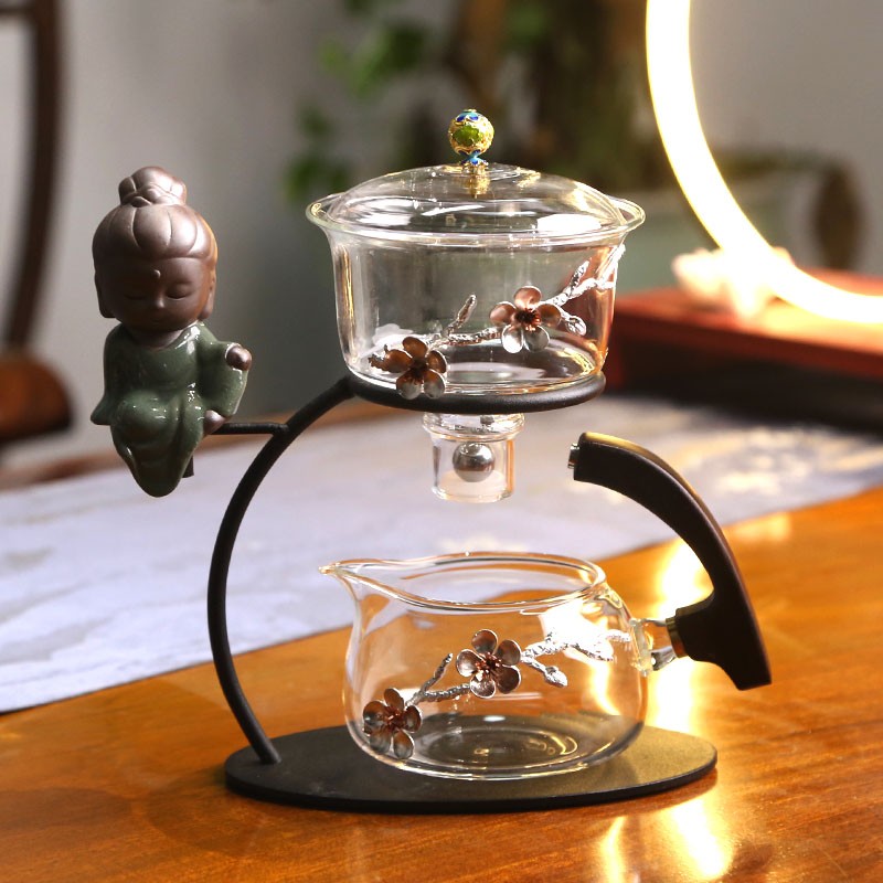 淳意 禅意懒人玻璃茶具套装全自动梅花磁吸功夫茶具泡茶神器泡茶壶