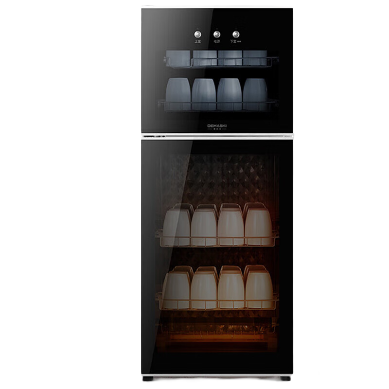 德瑪仕（DEMASHI）茶杯消毒柜 臺式桌面辦公室茶具消毒柜杯子小型商用家用單門高溫不銹鋼免瀝水二星消毒烘干一體機 E2【90L會議室用】高溫二星 | 40個茶杯