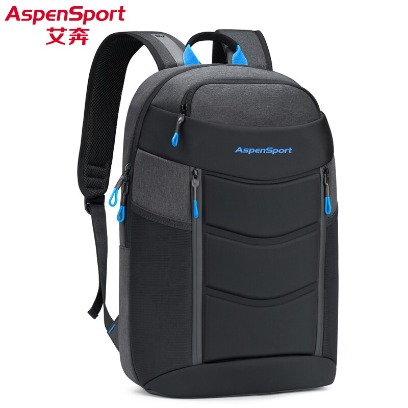 艾奔（ASPENSPORT）新款大容量商务休闲双肩包减负学生书包时尚潮流背包旅行电脑包 深灰/蓝【标准版】
