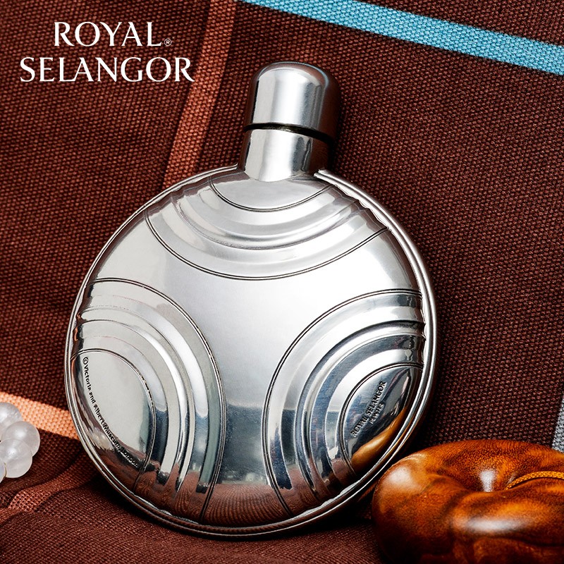 皇家雪兰莪雪兰莪圆形小酒壶 纯手工锡制随身小酒壶个性工艺礼品 圆形