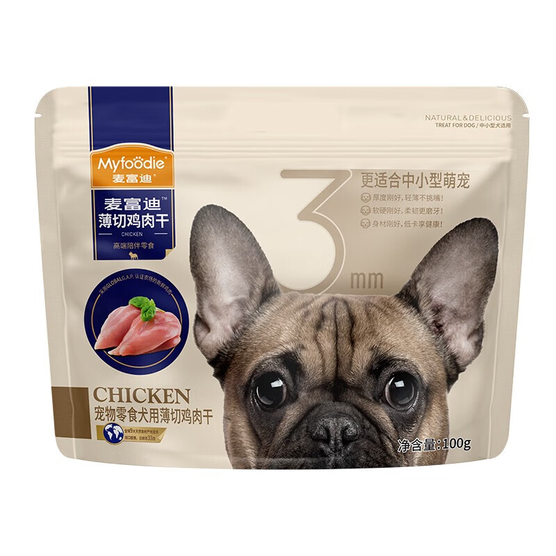 麦富迪 宠物狗狗零食 成犬幼犬训狗奖励零食 薄切鸡肉干100g