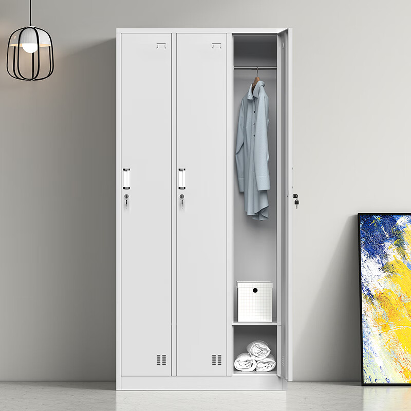 中达昌三门更衣柜员工柜宿舍衣帽带锁铁皮柜储物柜 3门更衣柜升级加厚