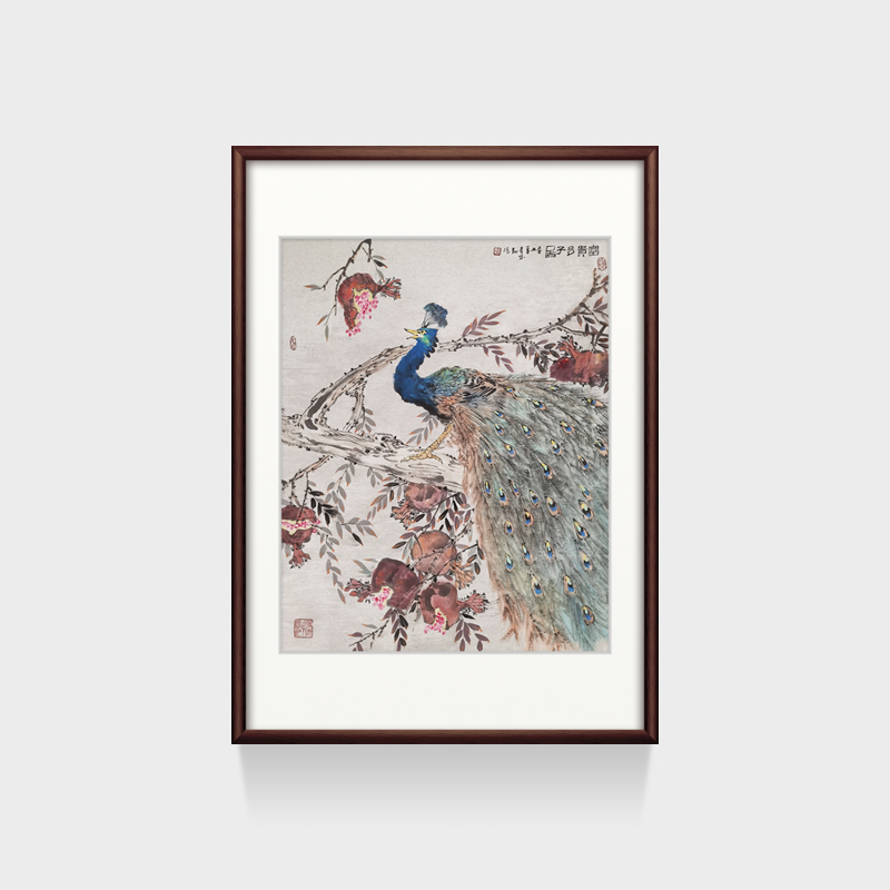 琅柜坊 凤凰挂画水墨孔雀国画客厅玄关装饰画 a款 富贵吉祥-凤凰 真迹