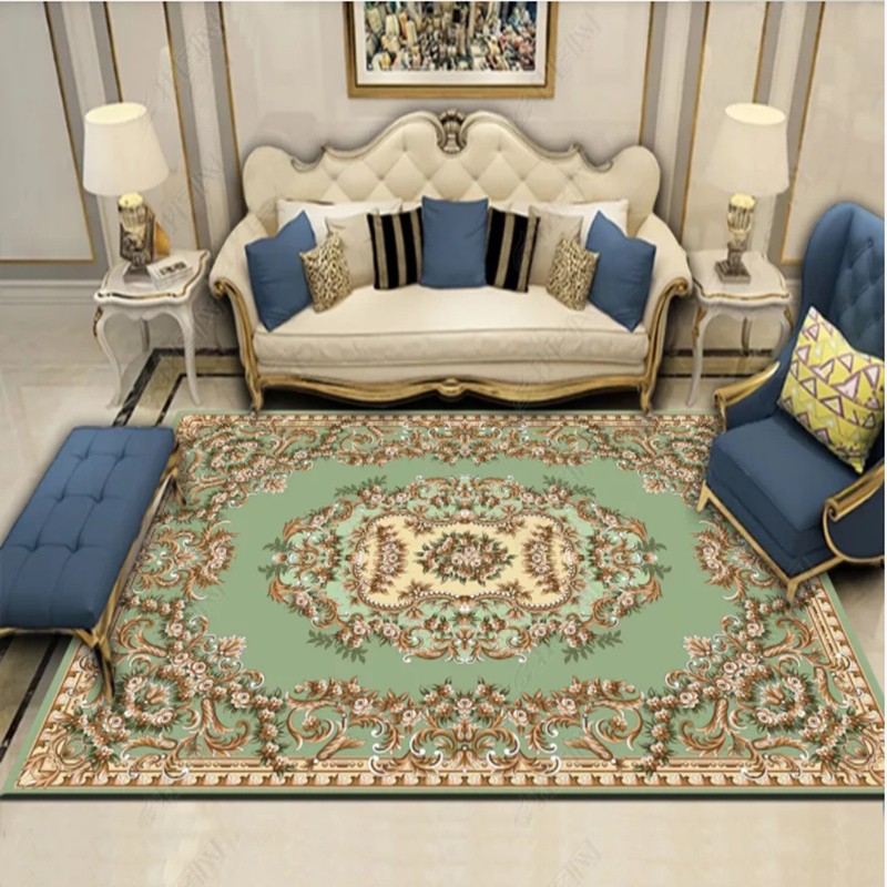 圣艾尔品牌地毯欧式复古客厅茶几卧室地毯美式古典土耳其波斯混纺民族风图案长方形地毯 波斯-高清绿欧式 120*160cm小型客厅用