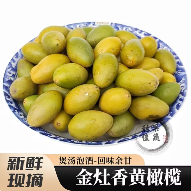 青惠悠廣東新鮮香黃橄欖 潮汕金灶甘草老青橄欖果 酸嘢腌制煲湯新鮮水果 香黃橄欖500g