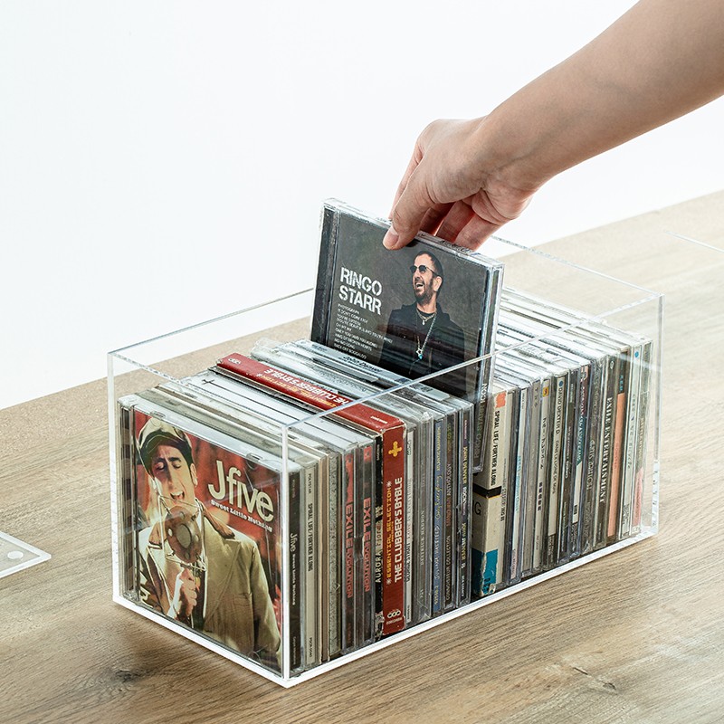 家の物语（KATEI STORY）日本亚克力家用dvd碟片cd盒子光盘收纳盒箱塑料专辑游戏碟储存架 高透明CD收纳盒带盖*2个装