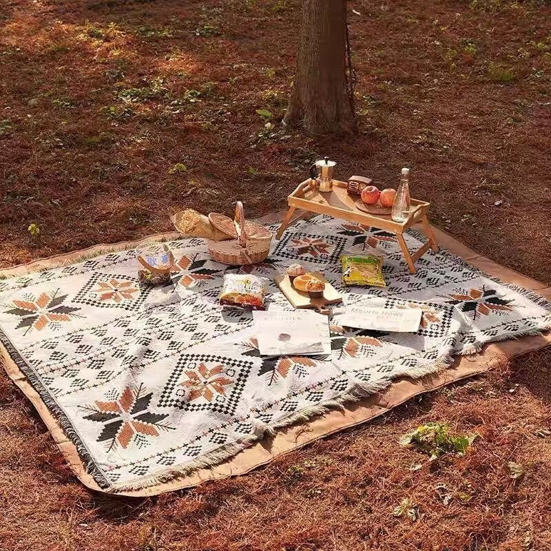 山之客（MOUNTHIKE） 户外毯子 精致露营印第安波西米亚风复古野餐垫地毯 橙风【230*180CM】